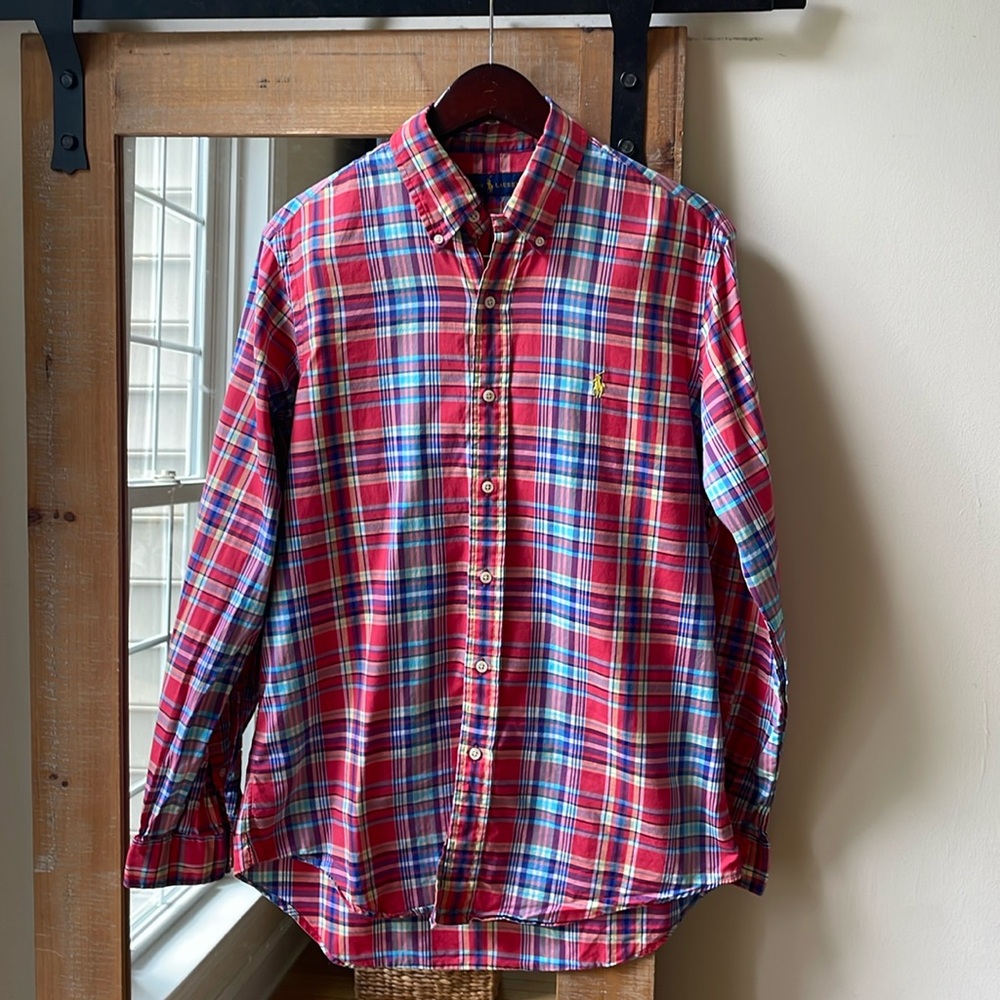 Polo Ralph Lauren Pink Plaid Button Down Shirt Size M